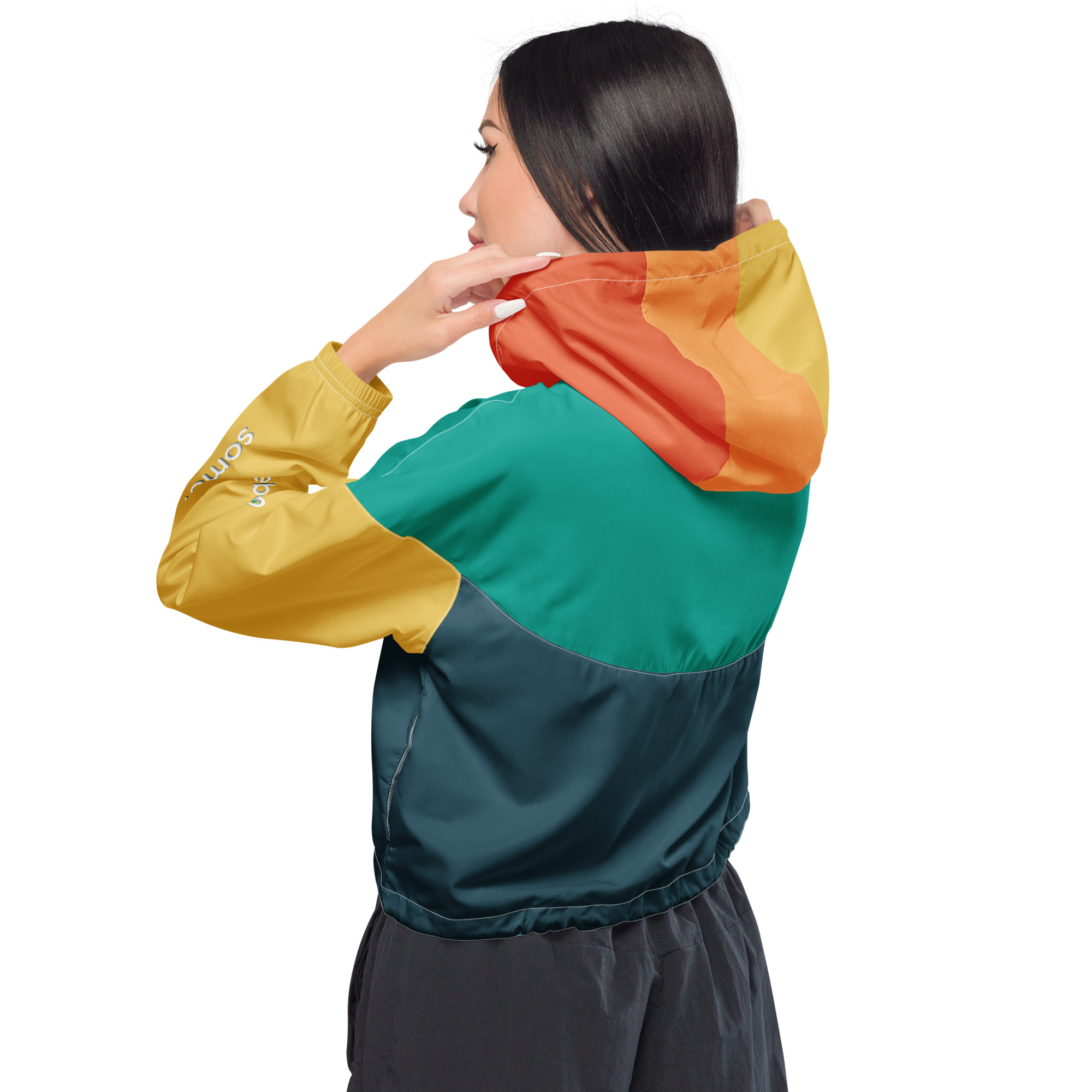 all over print womens cropped windbreaker white back 6661f2d59c833