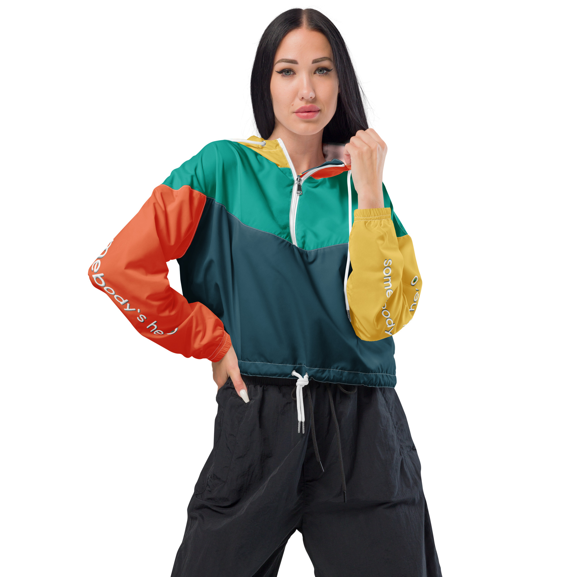 all over print womens cropped windbreaker white front 6661f2d59cccb