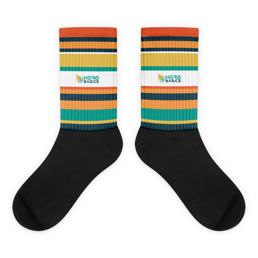 a pair of hero basics cushioned socks with bold stripes