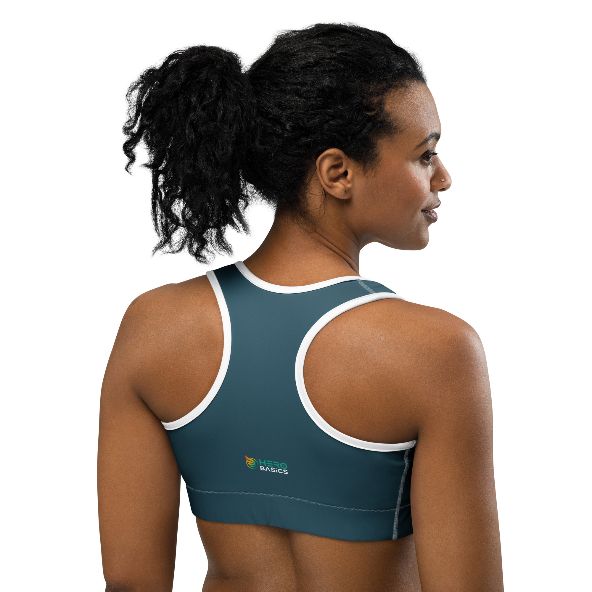 back view of a woman wearing a Hero Basics Women's Sports Bra